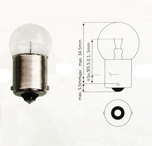 Bóng đèn de 48V-10W, 1 chấm, gài bằng TCM FB10~30-6/-7/-8, Komatsu FB10~30EX, FB10~25EXF, FB10~25EXG, FB10~25EXGF