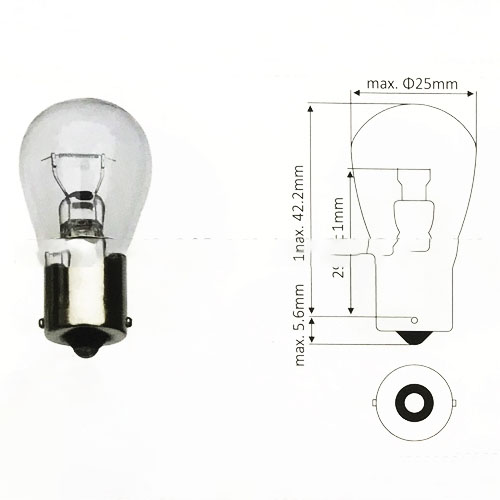 Bóng đèn xi nhan 48V-25W, 1 chấm, gài bằng, TCM FB10~30-6/-7/-8, Komatsu FB10~30EX, FB10~25EXF, FB10~25EXG, FB10~25EXGF