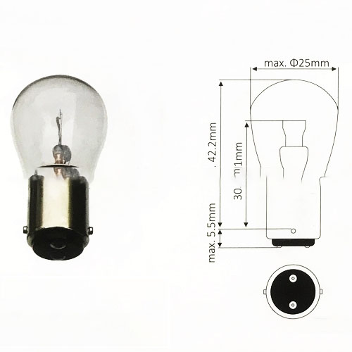 Bóng đèn xi nhan 48V-25W, 2 chấm, gài bằng