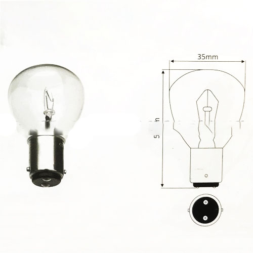 Bóng đèn pha 48V-40W, 2 chấm, gài bằng