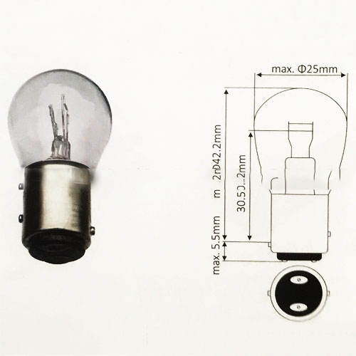 Bóng đèn thắng TCM 24V-21W/5W, FD35~50T9, FD60~100Z8