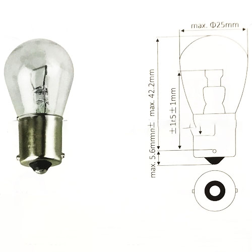 Bóng đèn xi nhan 56V-25W, 1 chấm, gài bằng